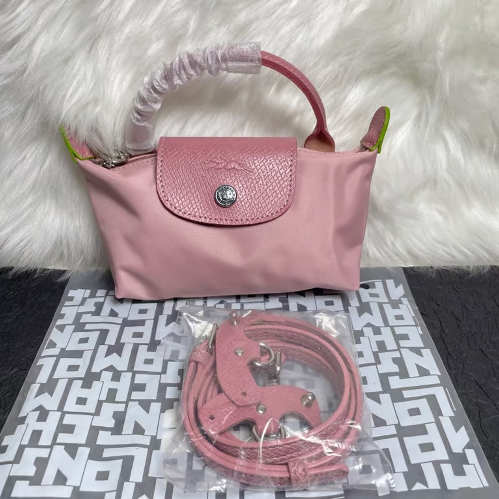 Longchamp Pink Mini Top-Handle Crossbody Bag with Neon Accents